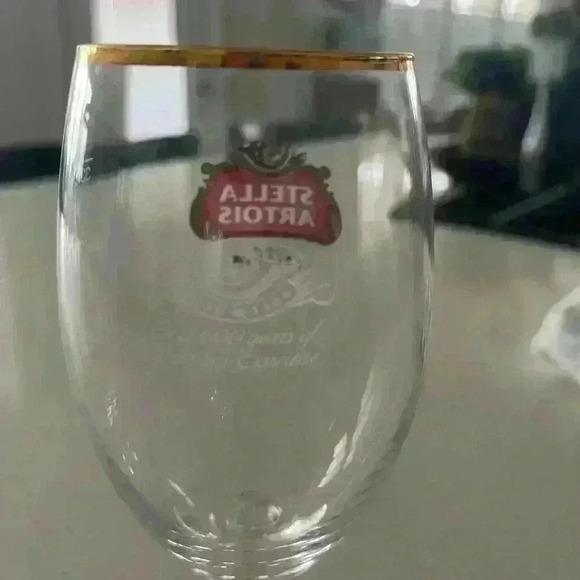 Stella Artois Original Belgium Gold Rimmed Beer Glass Chalice 33CL Set Of 2 - Picture 7 of 8